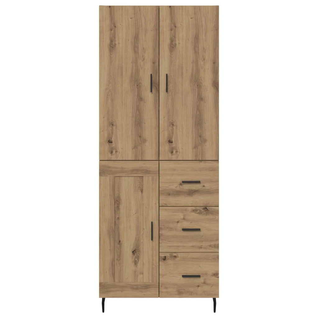 Credenza 2 pcs Rovere artigianale Legno Stratificato e Vetro 3415934