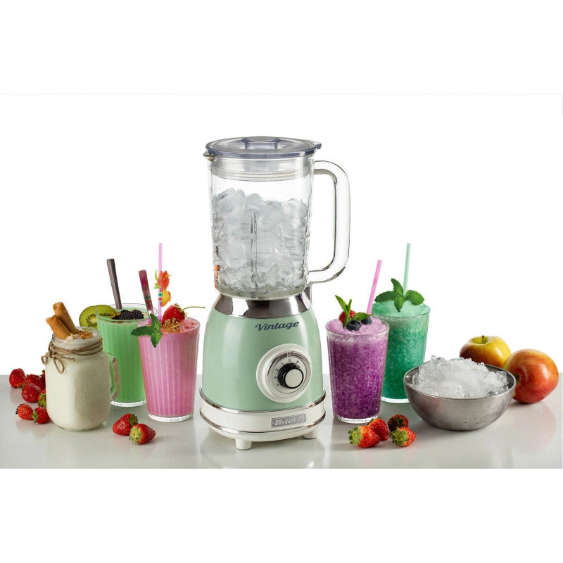 Frullatore Vintage - 1,5L Tazza in Vetro - 4 Lame Acciaio Inox - 1000W - Verde