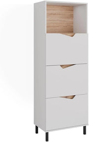 Credenza Marelle, Bianco/Artisan, 60 x 169.5 cm con 4 scomparti, per la conservazione di abbigliamento e oggetti per la casa
