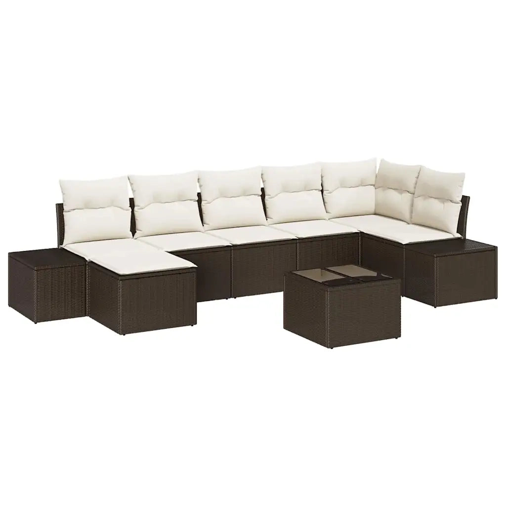 Set Divano da Giardino con cuscino 7 pcs Marrone polyrattan