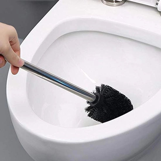 Set di 3 spazzole per il water, spazzole di riserva in acciaio inossidabile, 7,5 x 35 x 7,5 cm, nero