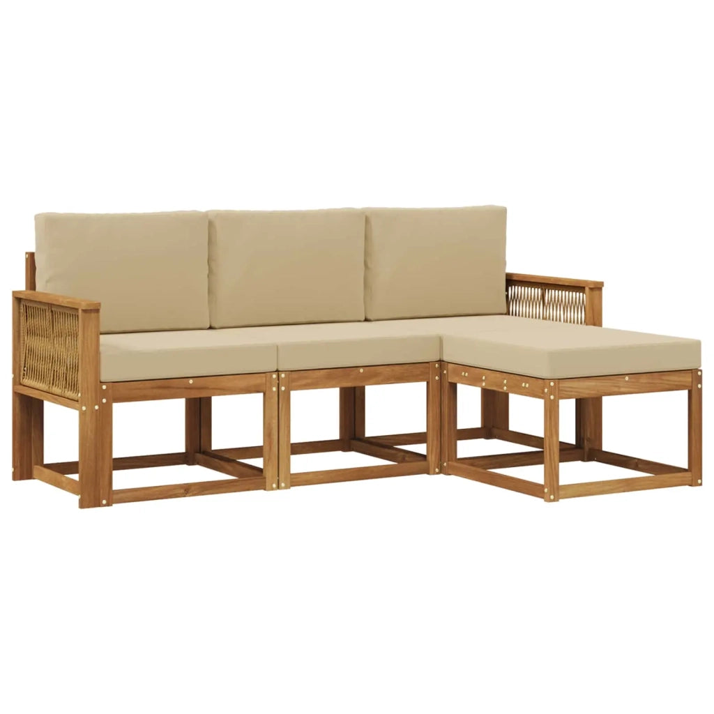 Set di divani da esterno 4 pcs Naturale e Beige Poliestere 3385119