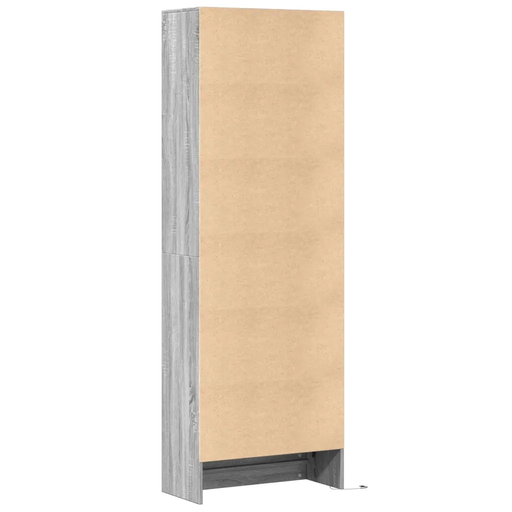 Credenza con LED-Buffet-Armadio da cucina Grigio Sonoma 69x32,5x200 cm in Truciolato