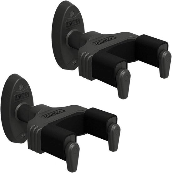 Sostegni Chitarra per Parete - Supporti Chitarra - Conservazione Sicura - Sistema di Blocco Automatico - 2 Pezzi - Nero
