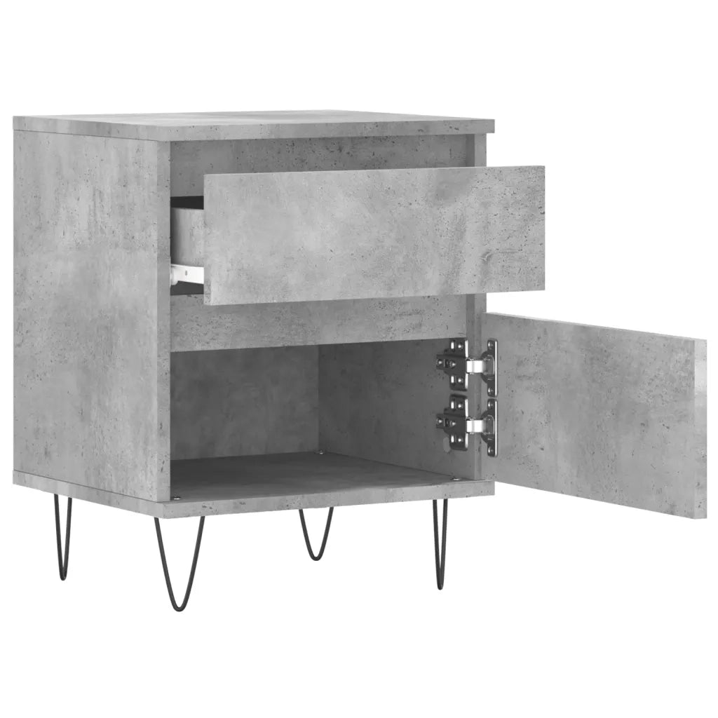 Comodino Grigio Cemento 40x35x50 cm in Legno Multistrato 830676