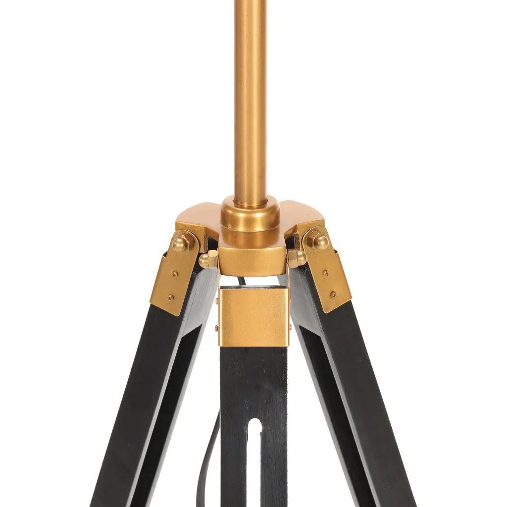 Lampada a Treppiede Nero e Oro in Massello di Teak 141 cm CFW1198621