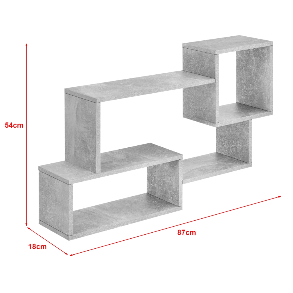 Mensola da Parete Kvinesdal con 3 Vani Portaoggetti 87x18x54 cm - Effetto Cemento [en.casa]
