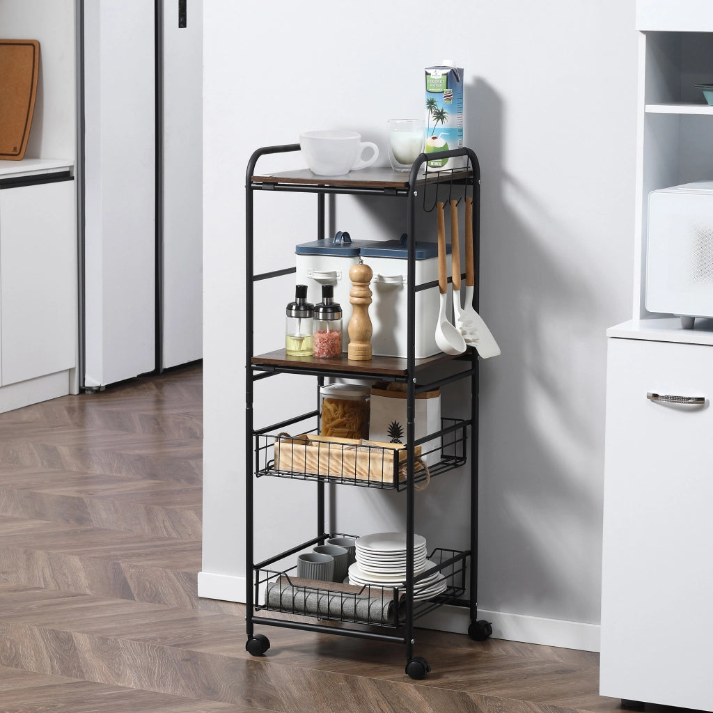 Tavolino multistrato con ruote ¨C zephmum ¨C 40x38x111 cm noce