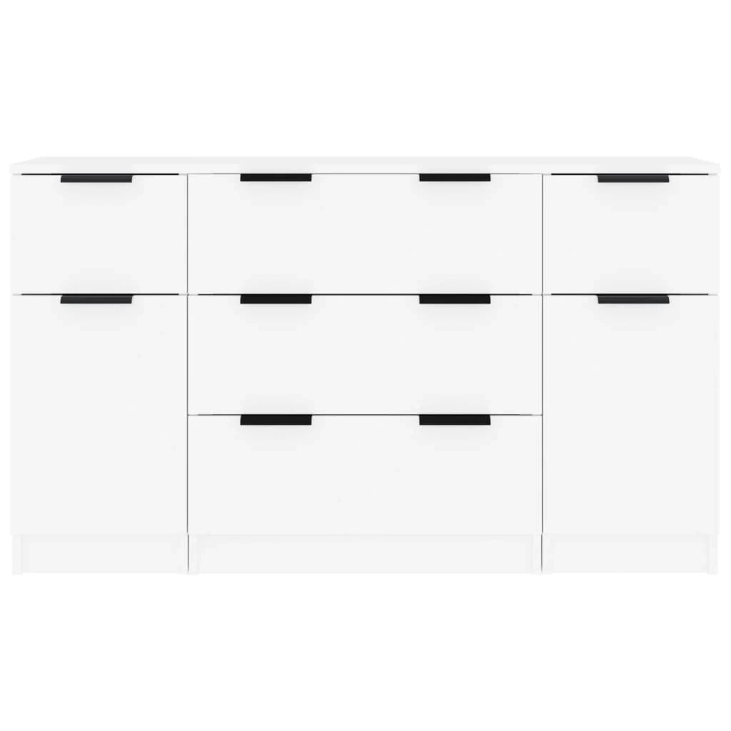 Buffet credenza cassettiera armadio mobile contenitore organizer per cucina soggiorno salotti 3 pezzi legno ingegnerizzato bianco 02_0036995