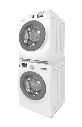 Meliconi Torre Pro L60 - KIT_ di sovrapposizione per lavatrice e asciugatrice, 60 x 55 cm, ripiano estraibile da 41 cm, portata max 250 kg, cinghia di sicurezza inclusa, Bianco