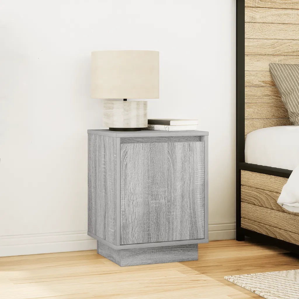 Comodini con Luci a LED 2 pz Grigio Sonoma 38x34x50 cm