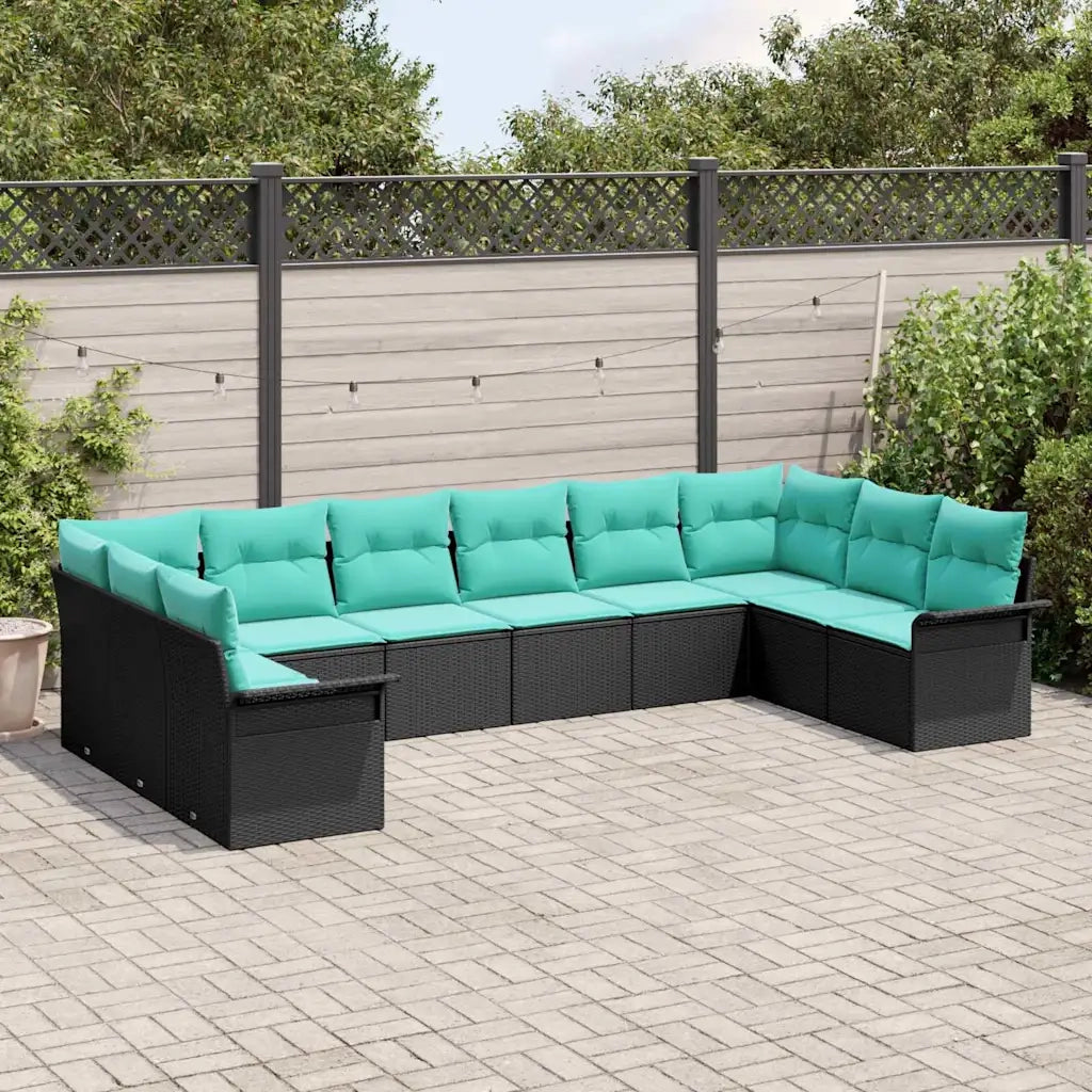 Set Divano da Giardino con archiviazione 10 pcs Nero polyrattan 3354215