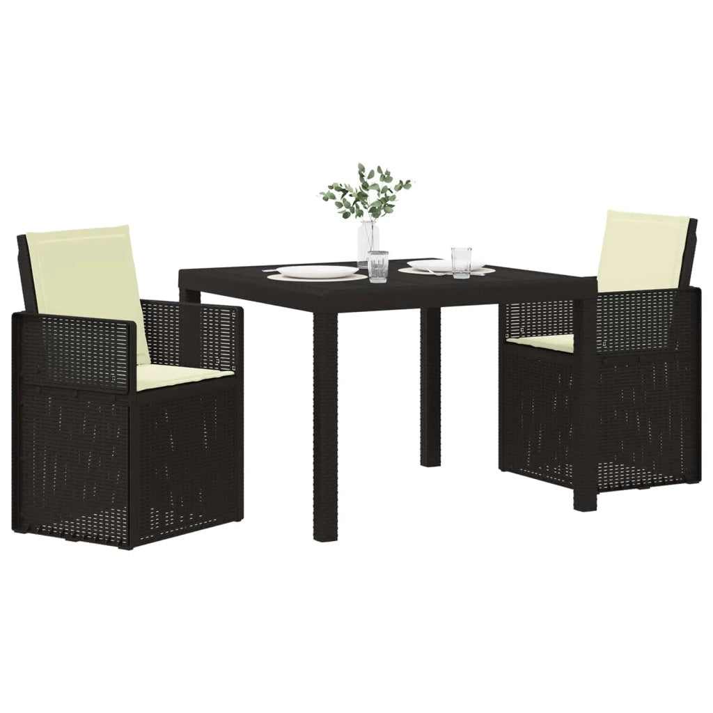 Set da Pranzo per Giardino 3 pcs Antracite e Crema PP
