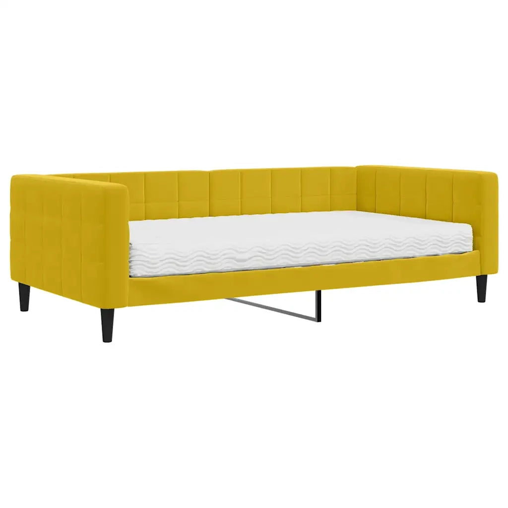 Divano Letto con Materasso-Sofa Letto-Daybed Giallo 100x200 cm in Velluto 223433