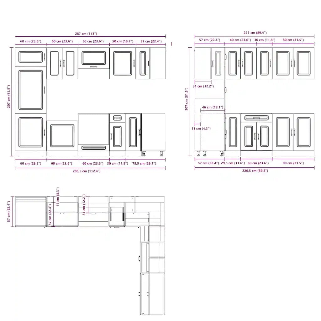 Set Mobili da Cucina 14 pz Kalmar Bianco Legno Multistrato 3314971