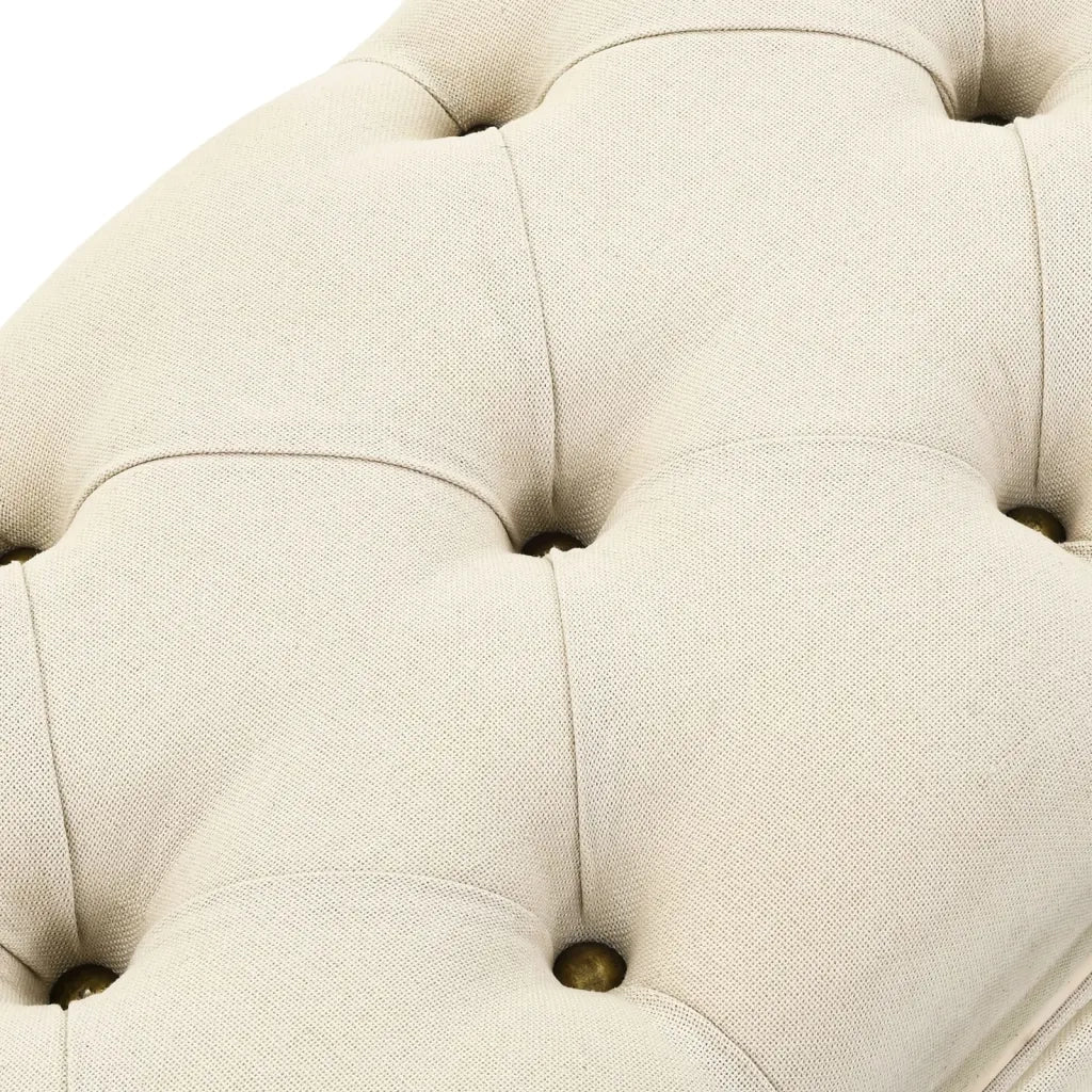 Panca Contenitore 110 cm Crema in Abete Massello e Tessuto 339296