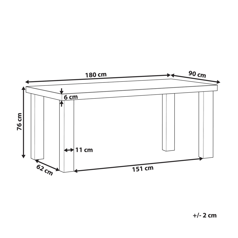 Tavolo da pranzo da giardino in cemento grigio 180 x 90 cm 6 posti resistente all'acqua