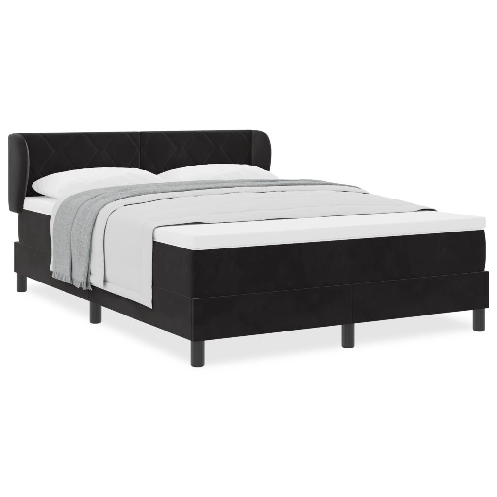 Letto Box Spring con Materasso nero 140x200 cm in Velluto