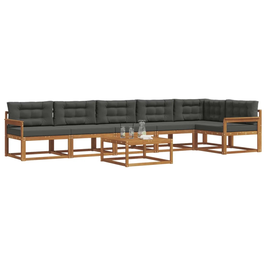 Set di divani da esterno con cuscino 7 pcs Naturale e Antracite 3367675
