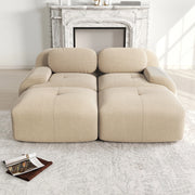 Divano 2 posti modulabile - Xylo - Con chaise longue, antiscivolo, braccioli ergonomici, beige