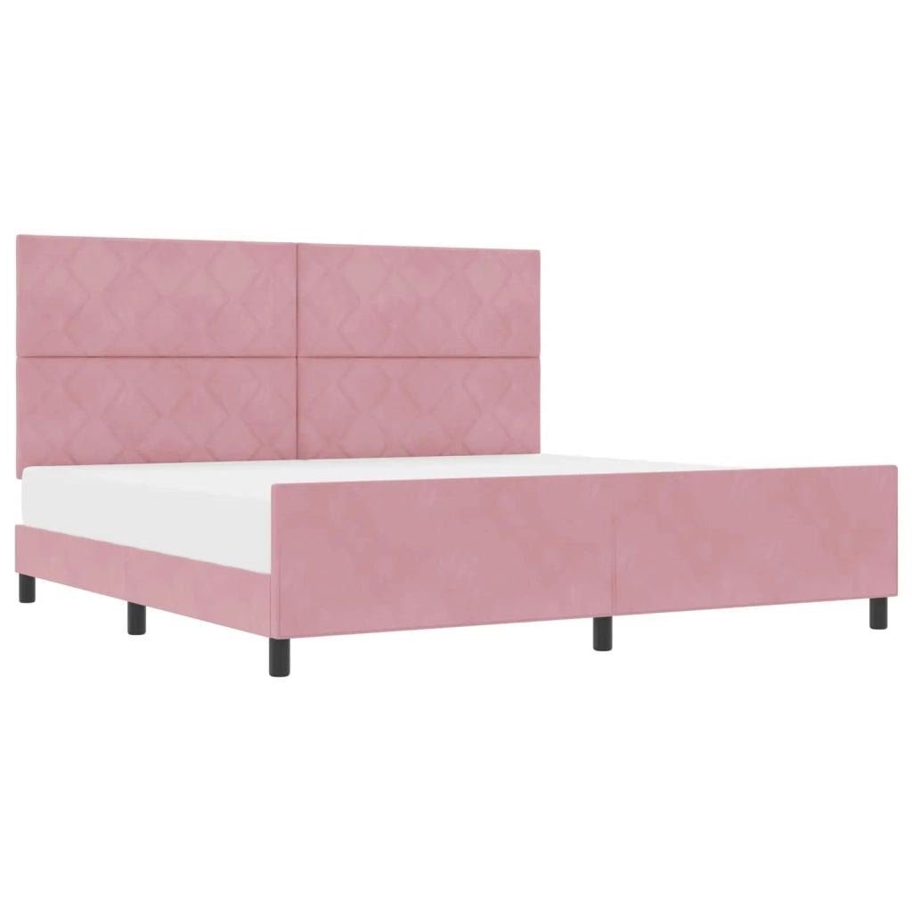 Letto a molle con testiera Rosa 200 x 200 cm Velluto 3345034