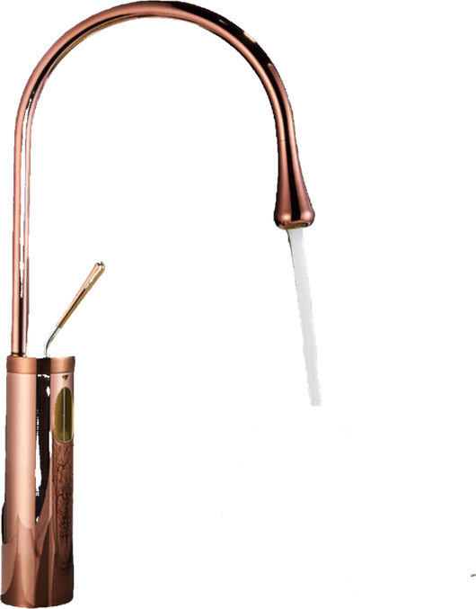 Lydia | Miscelatore da bagno Hotel Gastro Rosegold | Rubinetto in acciaio inox per lavabi alti | Miscelatore 2 attacchi alta pressione alto Bagno