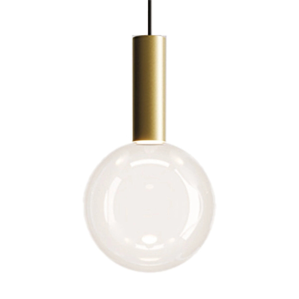Zafferano Lampada a sospensione Sfera in vetro borosilicato soffiato a bocca, LED 8W 2700K dimmerabile TRIAC, finitura Oro e Trasparente, D18cm