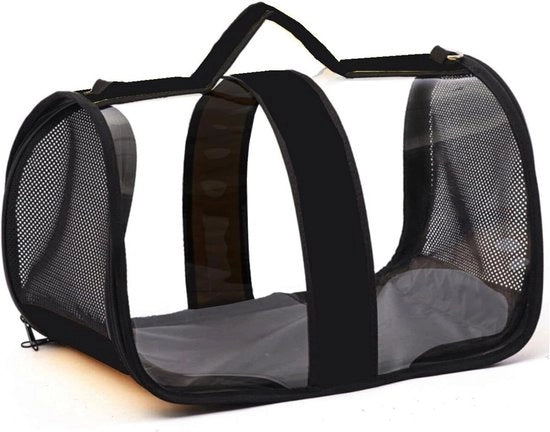 Cassa di trasporto per gatti pieghevole - Tasca di trasporto trasparente per animali domestici in aereo - Adatta per piccoli cani di taglia media - Peso massimo 65 kg - Nero