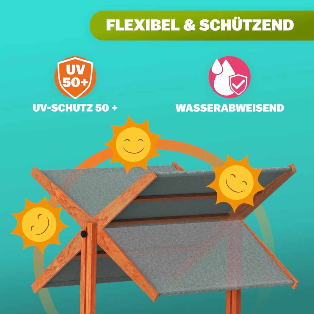 ® Sabbiera con Tetto 140x140cm Protezione UV 50 Legno Ecologico Sandbox per Bambini Gioco Esterno Playhouse