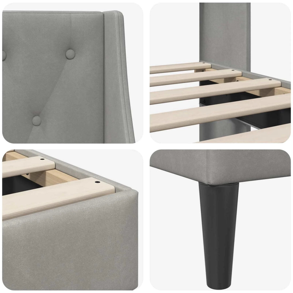 Struttura del letto Grigio chiaro 90 x 200 cm Velluto