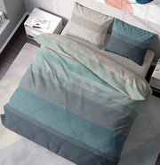 Set di coperte 135 x 200 cm, 2 pezzi, con 1 cuscino 80 x 80 cm, cotone respirante con chiusura a zip, blu chiaro - luce blu, morbido e stirato a secco.