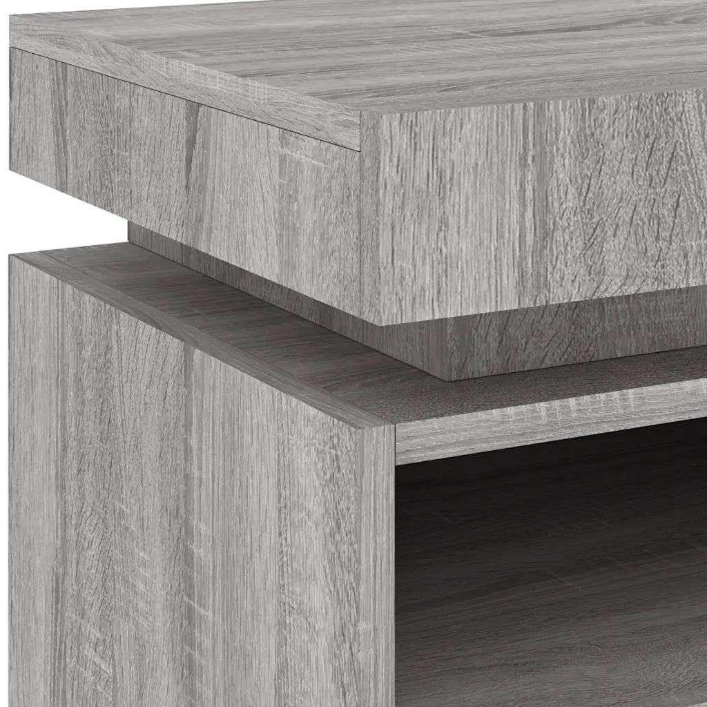 Comodino | Armadio da Notte | Mobiletto da notte con Luci LED Grigio Sonoma 40x39x48,5 cm