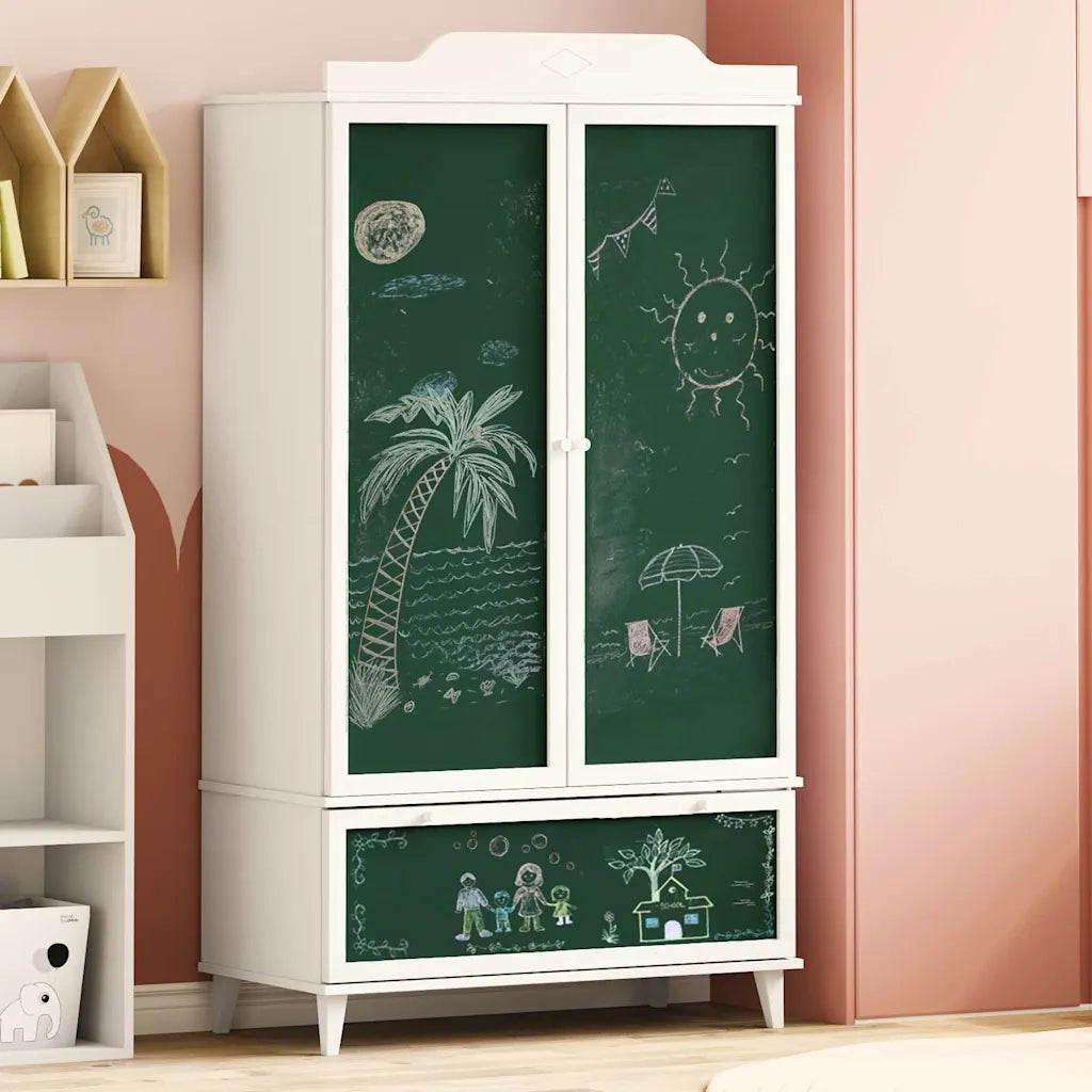 Armadio con Lavagna con cassetto ROROS Bianco 90 x 45 x 165 cm CFW8979803