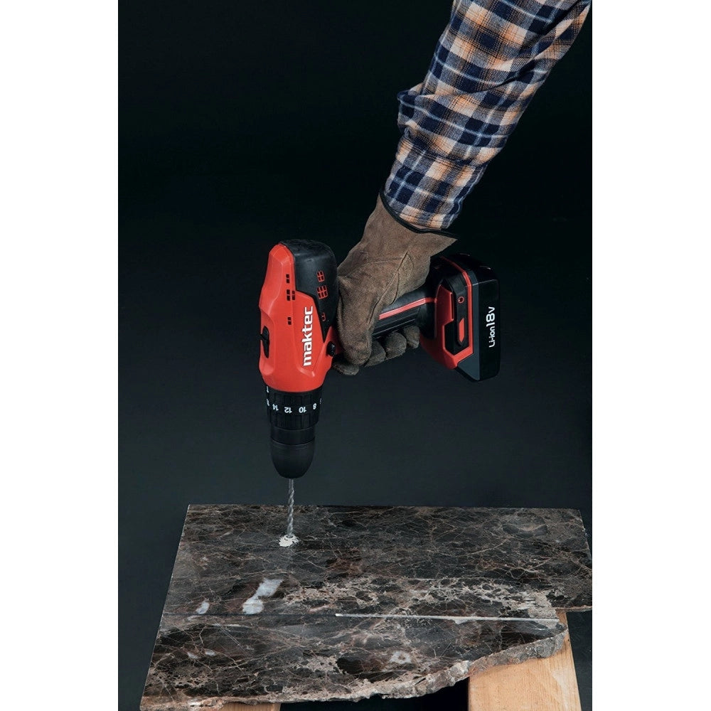 Trade Shop - Trapano A Batteria Con Percussione 18v Litio Maktec By Makita - Mt081e -