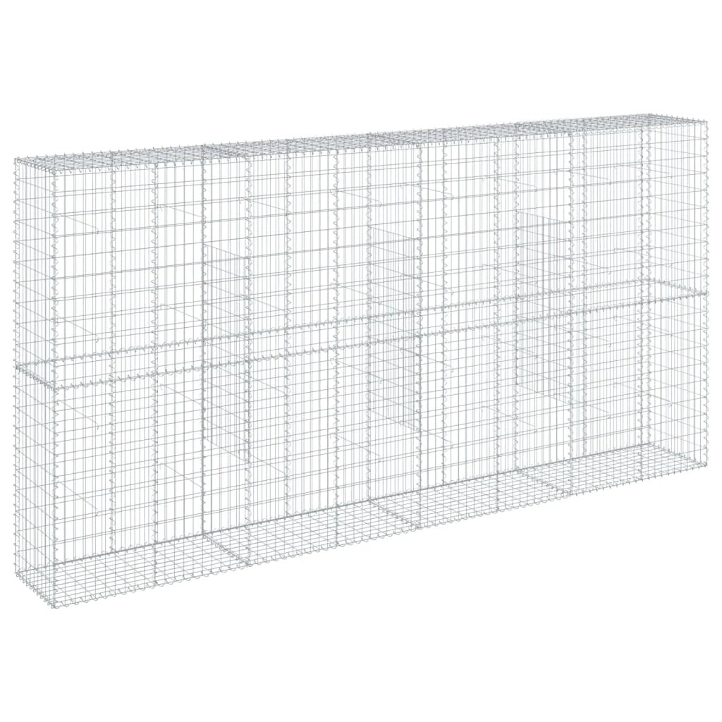 Gabbione recinto a gabbia muro di contenimento con coperchio 400 x 50 x 200 cm ferro zincato argento 02_0040165