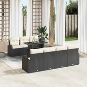 Set Divano da Giardino 8 pcs Nero Rattan in Polipropilene