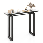 Consolle 110cm con piano in finto marmo e struttura in metallo per impieghi gravosi, Tavolino lungo per divano Nero-Consolle