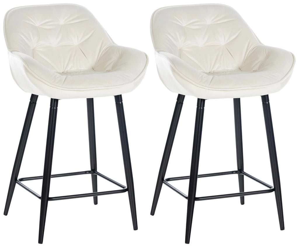 Set di 2 sgabelli da bar Gibson crema,Velluto
