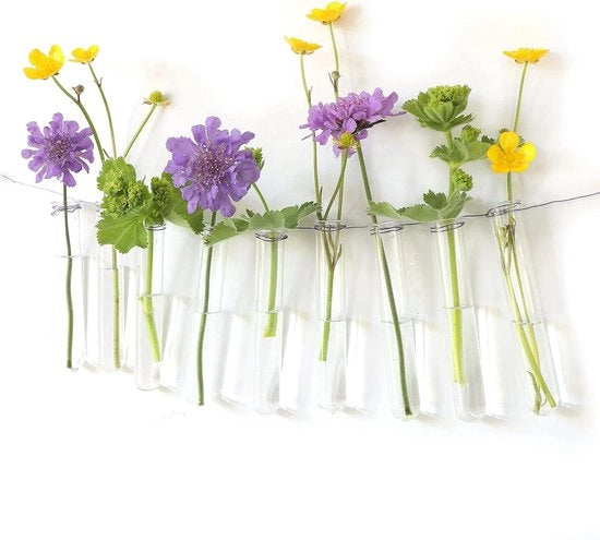 Decorazione per finestre - Set di 12 vasi di vetro appesi per fiori - Decorazione per finestre - Decorazione per matrimoni - Set di 12 pezzi