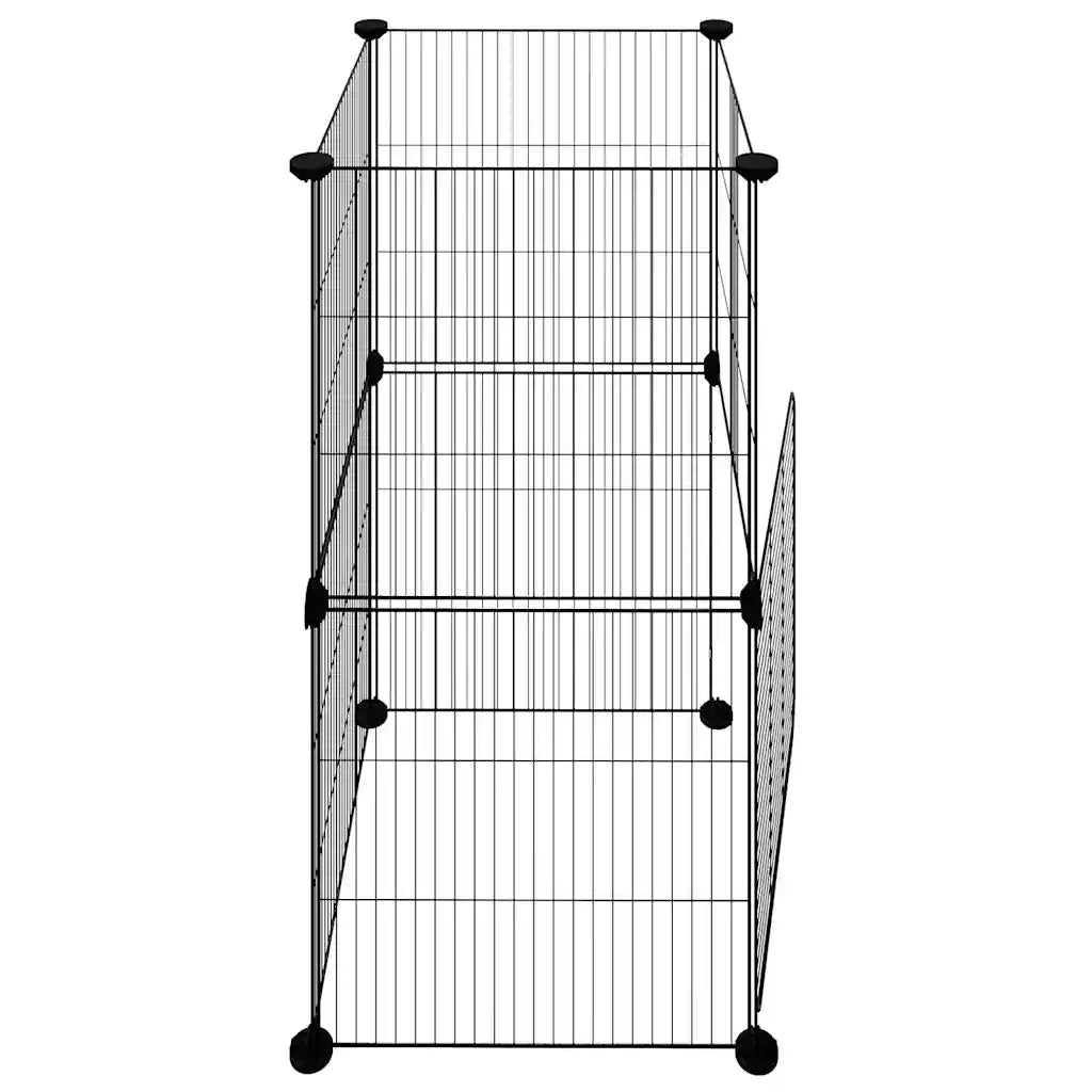 Gabbia per Animali 8 Pannelli con Porta Nero 35x35 cm Acciaio 3114035