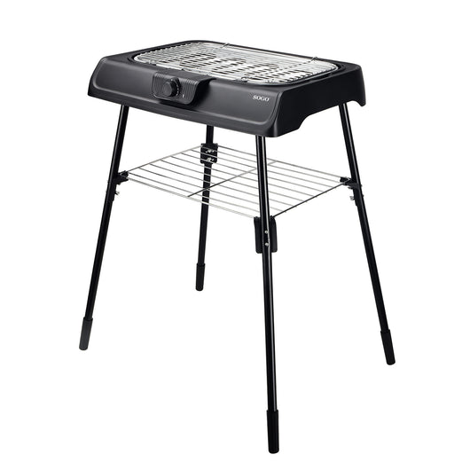 SOGO Barbecue Elettrico 2 in 1 – 2000W – Tavolo e Supporto, Griglia Antiaderente, Termostato Regolabile, Vassoio Raccogli Grasso, Facile da Pulire