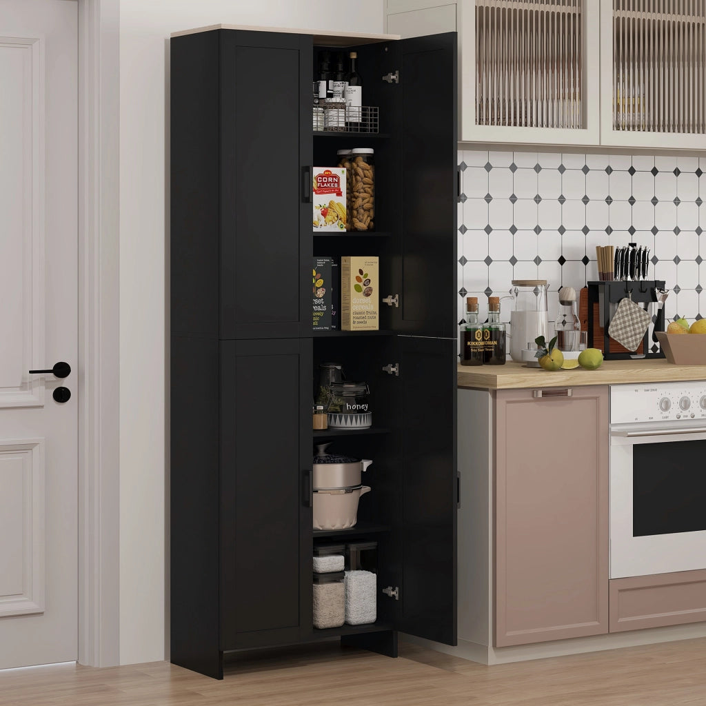 Armadio da Cucina con 4 Ante e Ripiani Aggiustabili ¨C zephmum ¨C Nero 60x30x170 cm