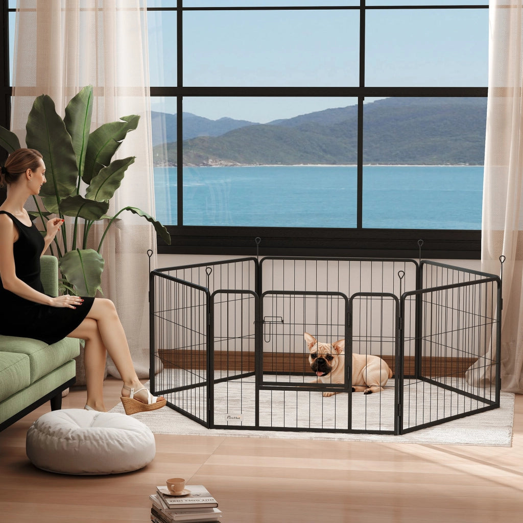 Recinto per Cani 6 Pannelli Modulabili ¨C zephmum ¨C Grigio Scuro Acciaio 80x150x60 cm con Porta