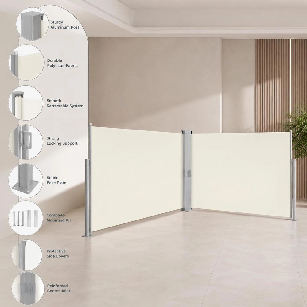 Extendable Side Awning 160x600 Cm Cream