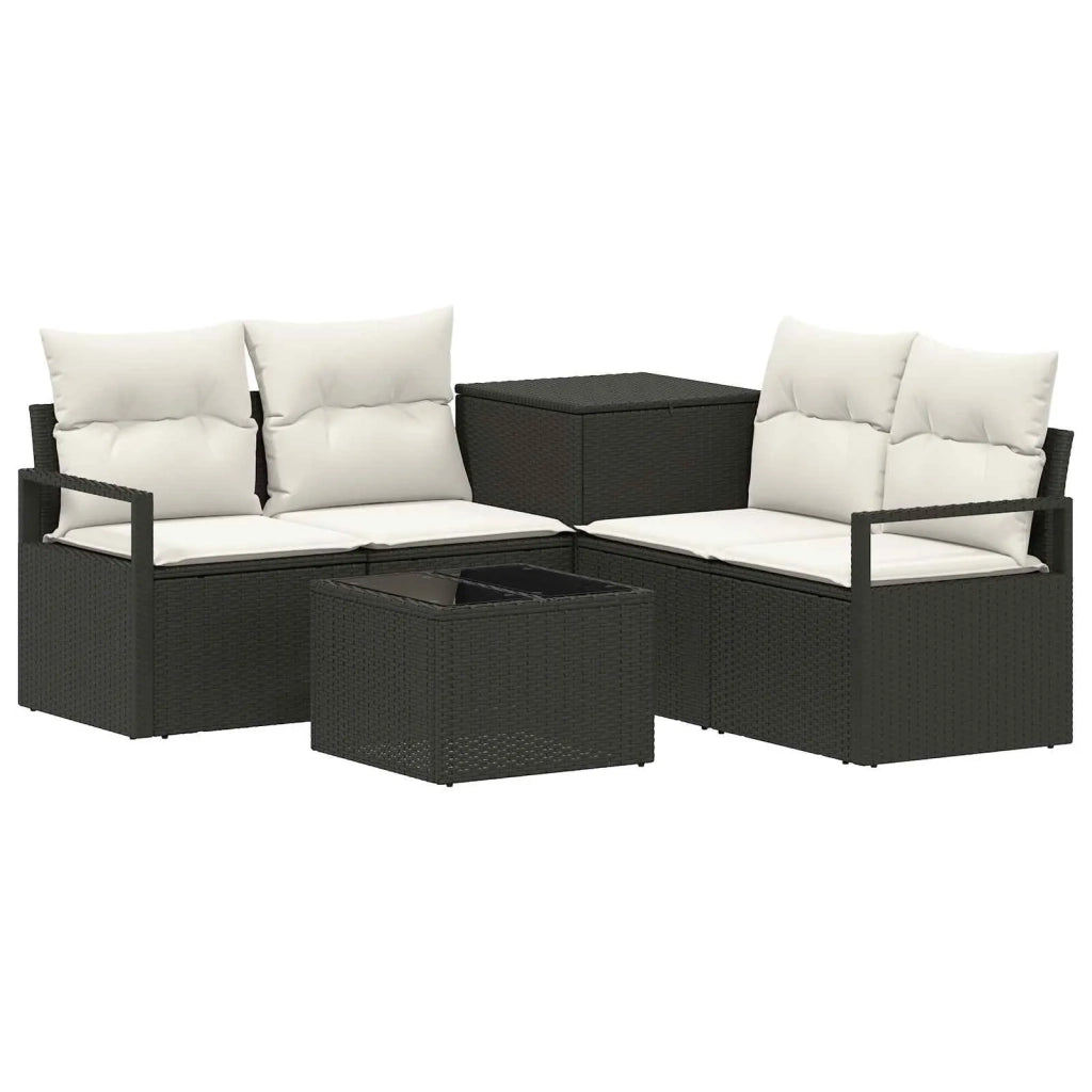 Set di divani 6 pz Nero e Bianco Crema 3447227