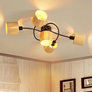 ZMH Faretto da soffitto a 5 luci E14 Nero Naturale Lampada da soffitto Carta Soggiorno