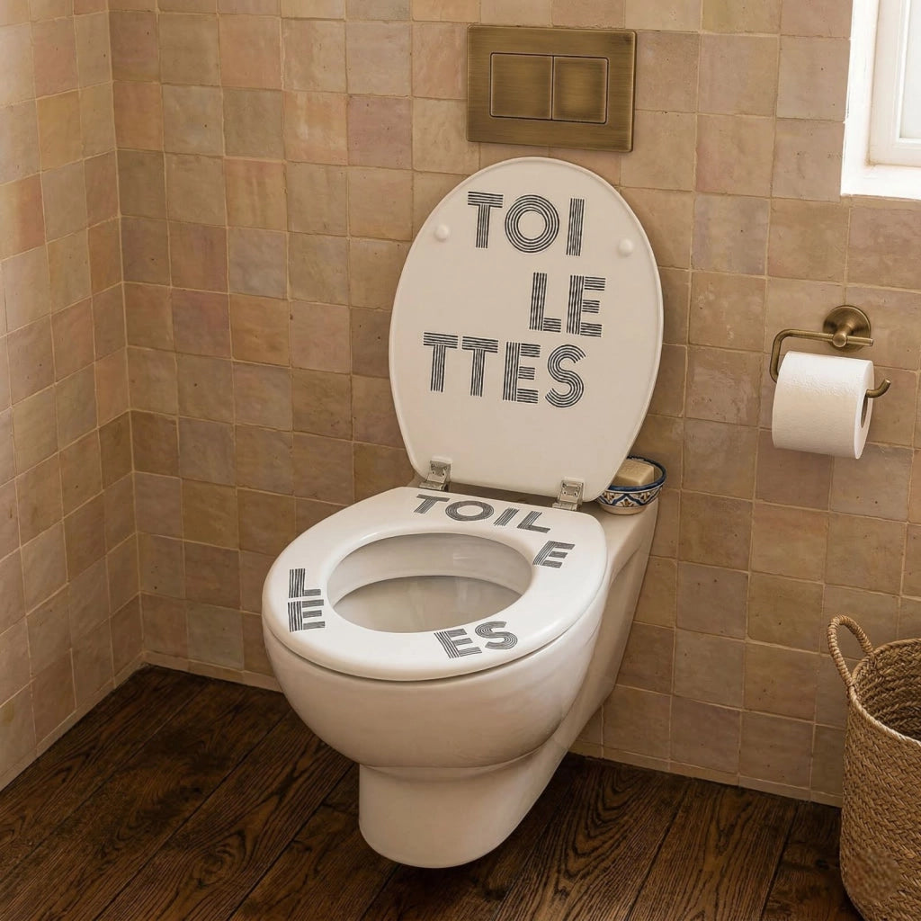 Sedile Copriwater Universale MDF Design Scritta TOILETTES 42x35,5 cm 52900