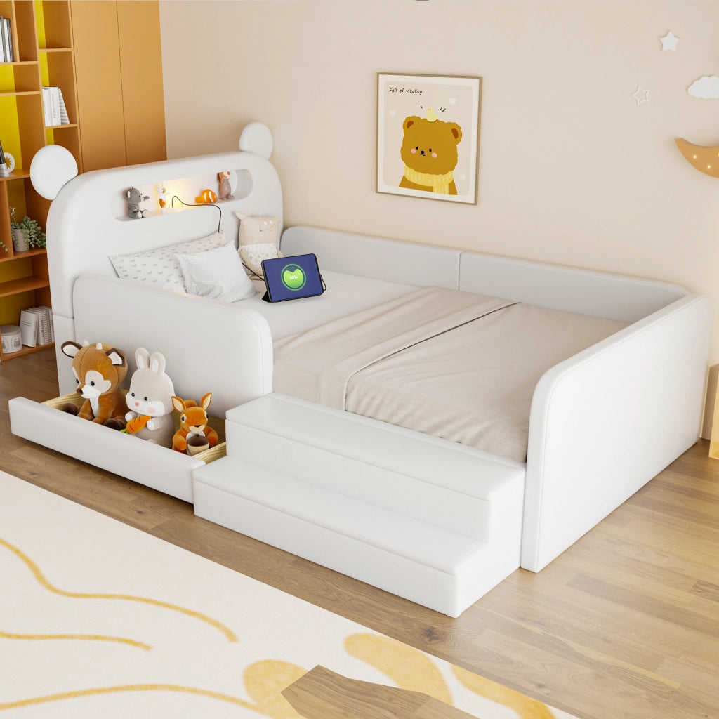 letto imbottito pelle sintetica bianco 90 x 200 cm
