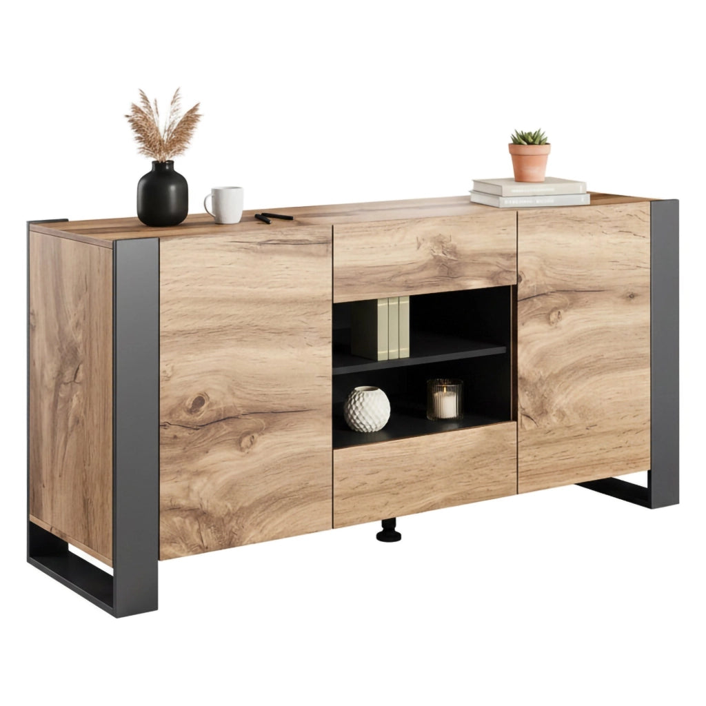 Madia Albignola, Credenza 4 Ripiani, 164x44x80h cm Marrone Rovere Nodi