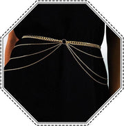 Catena del Corpo Gelaidata con Cerchio d'Oro - Cintura di Catenella Adattabile - Stile Boho - Pizzo Sexy - Per Donne e Ragazze